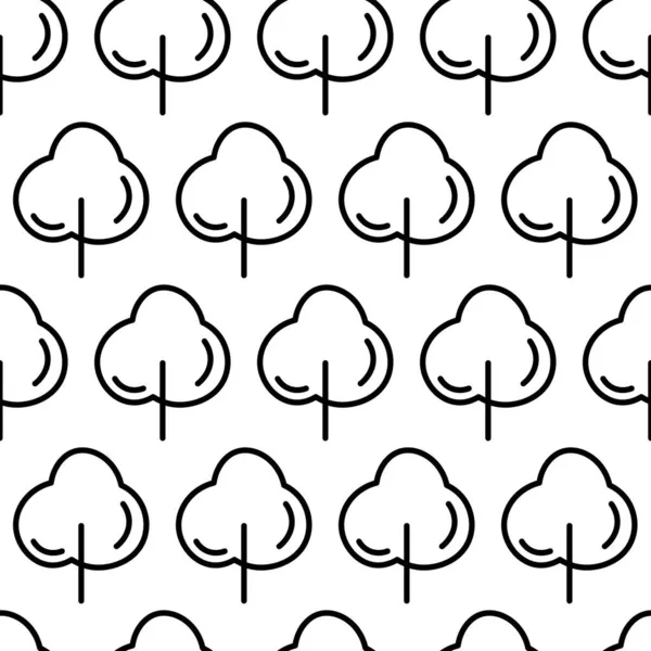 Ağaç simgesiyle siyah ve beyaz desenli. Vektör ağaçları sembol işareti. Bitkiler, baskı, kart, kartpostal, kumaş ve tekstil için peyzaj tasarımı. İş fikri kavramı