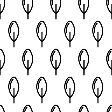 Ağaç simgesiyle siyah ve beyaz desenli. Vektör ağaçları sembol işareti. Bitkiler, baskı, kart, kartpostal, kumaş ve tekstil için peyzaj tasarımı. İş fikri kavramı