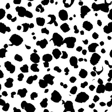 Soyut modern leopar pürüzsüz desen. Hayvanlar modaya uygun arka plan. Parmak izi, kart, kartpostal, kumaş ve tekstil için siyah beyaz vektör çizimi. Modern stilize cilt süsü