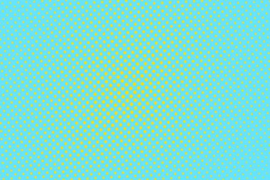 Pop Art Colory çizgi roman kapağı. Puantiyeli mavi ve sarı arkaplan. Çizgi film komik noktalı retro desen. Vektör yarım ton çizimi. Poster, kart, el ilanı için şablon tasarımı