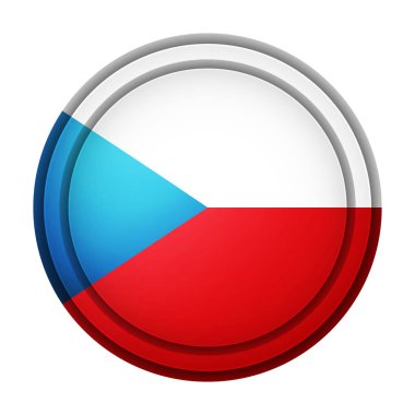 Çek Cumhuriyeti bayraklı cam ışıklı top. Yuvarlak küre, şablon simgesi. Ulusal sembol. Parlak gerçekçi top, beyaz arkaplanda işaretlenmiş üç boyutlu soyut vektör çizimi. Büyük kabarcık