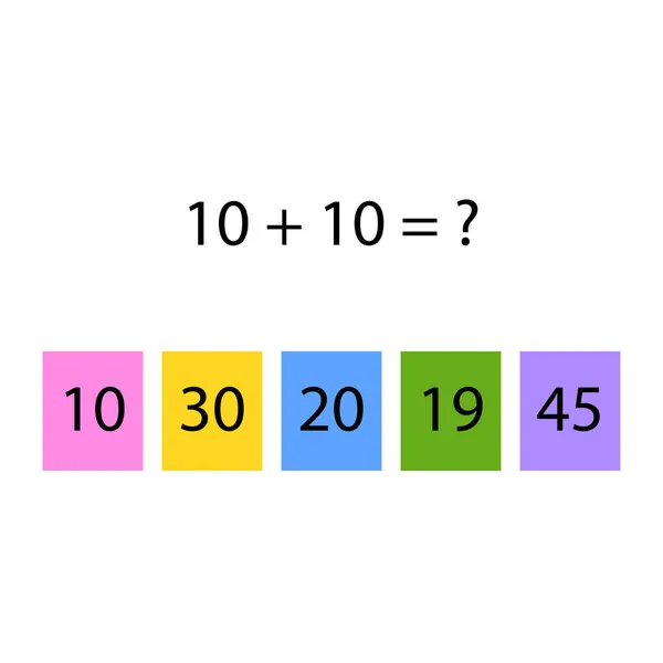 Treinador dobrável. Escolha a resposta correta. Mesas de adição. Preencha os números que faltam. Jogo de lógica. Cartaz de educação infantil sobre matemática. Ilustração vetorial escolar com cubos coloridos —  Vetores de Stock