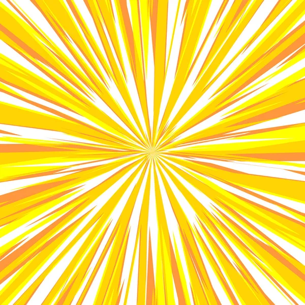 Pop art radial colorful comics book magazine cover. Striped yellow and white digital background. Cartoon funny retro pattern strip mock up. Vector halftone illustration. Sunburst, starburst shape — Stock Vector