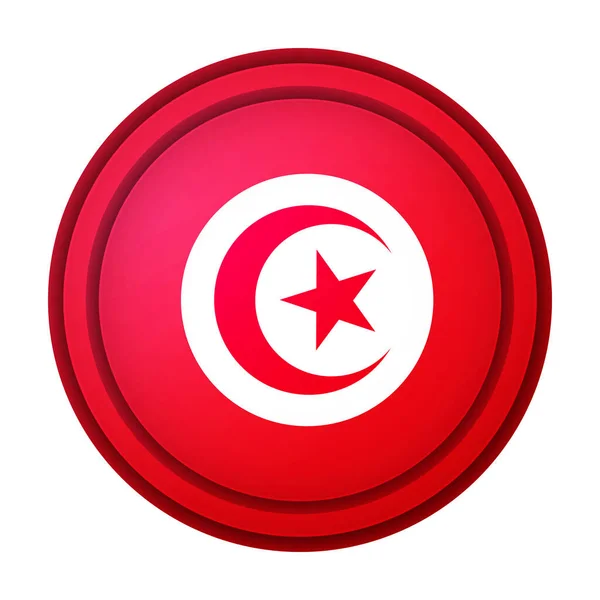 チュニジアの国旗がついたガラスボール。丸い球、テンプレートアイコン。チュニジアのシンボル。光沢のある現実的なボール、白い背景に強調された3D抽象的なベクトルイラスト。大きなバブル — ストックベクタ