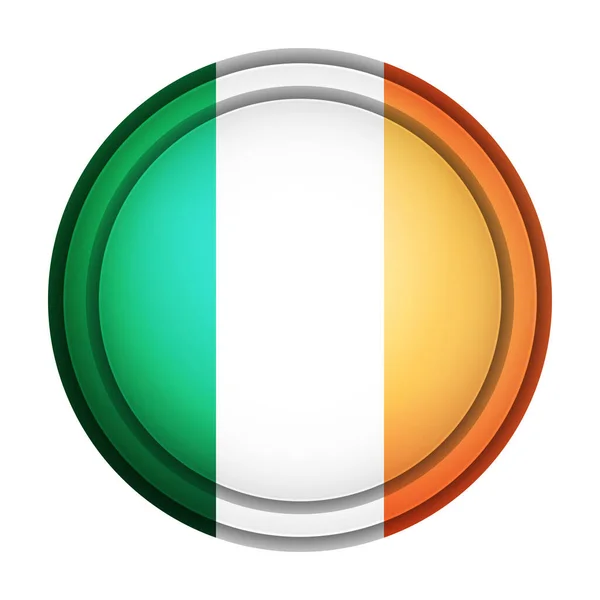 Bola de vidro com bandeira da Irlanda. Esfera redonda, ícone de modelo. Símbolo nacional irlandês. Bola realista brilhante, ilustração vetorial abstrata 3D destacada em um fundo branco. Grande bolha —  Vetores de Stock