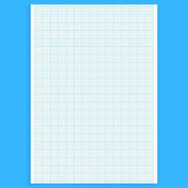 Papel de rejilla. Hoja de papel en blanco realista en formato A4. Fondo cuadrado con gráfico de color. Patrón geométrico para la escuela, papel pintado, texturas, cuaderno. Forrado en blanco sobre fondo transparente — Vector de stock