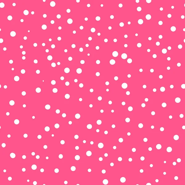 Abstraktní ruka utopit polka tečky pozadí. Růžové tečkované bezešvé vzory s bílými kruhy. Vzor šablony pro pozvání, plakát, pohlednice, leták, textil, tkanina — Stockový vektor