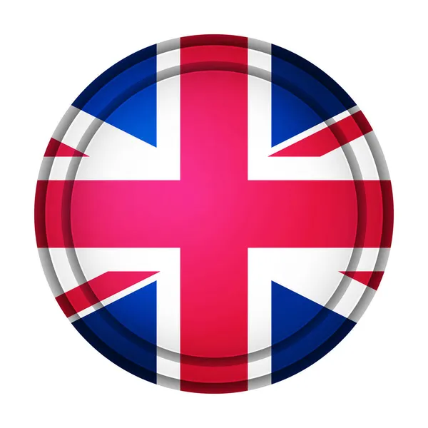 Üveggolyó az Egyesült Királyság zászlajával. Kerek gömb, sablon ikon. Angol nemzeti szimbólum. Fényes reális labda, 3D absztrakt vektor illusztráció kiemelve egy fehér háttér. Nagy buborék. — Stock Vector