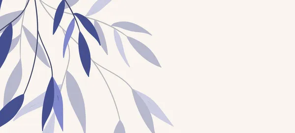 Kwiatowy baner internetowy z narysowanymi egzotycznymi liśćmi. Koncepcja natury. Nowoczesne kompozycje kwiatowe z latem. Wektor ilustracji na temat ekologii, natura, środowisko — Wektor stockowy