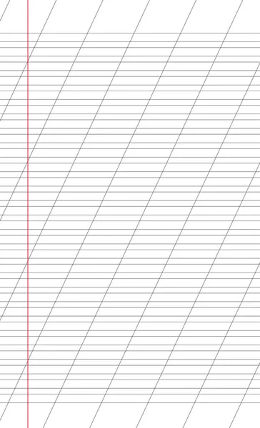 Diagrammpapier. Bedruckbares liniertes Gitterpapier mit farbigen horisontalen, diagonalen Linien. Geometrisches Muster für die Schule, schräges Notizbuch. Realistisch liniertes Papier Rohgröße Legal. Übungs-Seite für Kalligraphie — Stockvektor