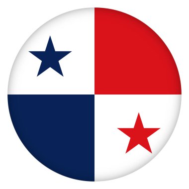 Panama bayrağıyla cam ışıklı top. Yuvarlak küre, şablon simgesi. Ulusal sembol. Parlak gerçekçi top, beyaz arkaplanda işaretlenmiş üç boyutlu soyut vektör çizimi. Büyük kabarcık.