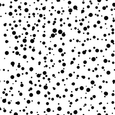 Soyut el boğma polka noktaları arka plan. Siyah daireli, beyaz noktalı, pürüzsüz desen. Davetiye, poster, kart, el ilanı, tekstil, kumaş için şablon tasarımı