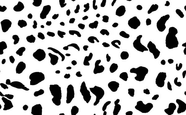 Streszczenie nowoczesnego krowiego futra bezszwowego wzoru. Zwierzęta modne tło. Czarno-biały wektor dekoracyjny ilustracja do druku, karta, pocztówka, tkanina, tekstylia. Nowoczesna ozdoba stylizowanej skóry — Wektor stockowy