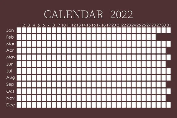 2022 காலண்டர் திட்டமிடுபவர். கார்ப்பரேட் வடிவமைப்பு வாரம். வண்ண பின்னணியில் தனிமைப்படுத்தப்பட்டுள்ளது. சந்திர நாட்காட்டி. ஸ்டிக்கர்களுக்கான இடம் — ஸ்டாக் வெக்டார்