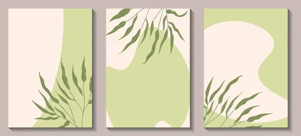 Bannière web florale avec des feuilles exotiques de couleur dessinée. Conception de concept nature. Collection florale moderne d'affiches contemporaines. Illustration vectorielle pour les médias sociaux, imprimés, cartes postales — Image vectorielle