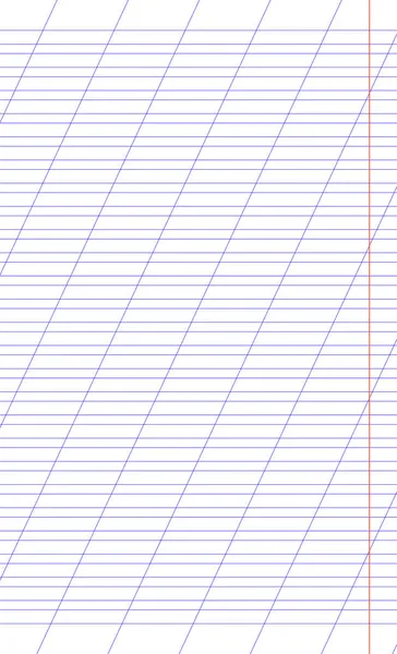 Papier graphique. Papier quadrillé ligné imprimable avec lignes couleur horisontales, diagonales. Modèle géométrique pour l'école, cahier oblique. Papier doublé réaliste format blanc Légal. Page d'exercice pour la calligraphie — Image vectorielle