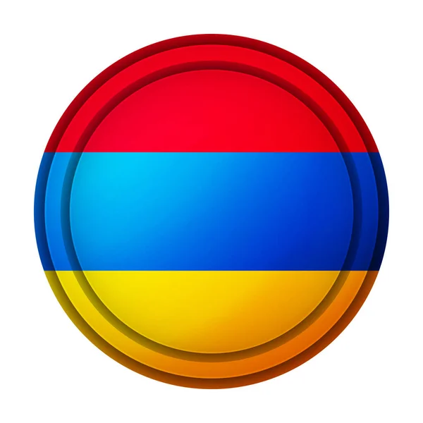Bola de cristal con bandera de Armenia. Esfera redonda, icono de plantilla. Símbolo nacional armenio. Bola realista brillante, ilustración vectorial abstracta 3D resaltada sobre un fondo blanco. Burbuja grande — Vector de stock