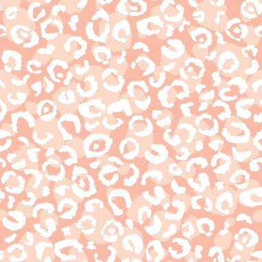 Soyut modern leopar pürüzsüz desen. Hayvanlar modaya uygun arka plan. Baskı, kart, kartpostal, kumaş, tekstil için bej ve beyaz dekoratif vektör stok çizimi. Modern stilize cilt süsü