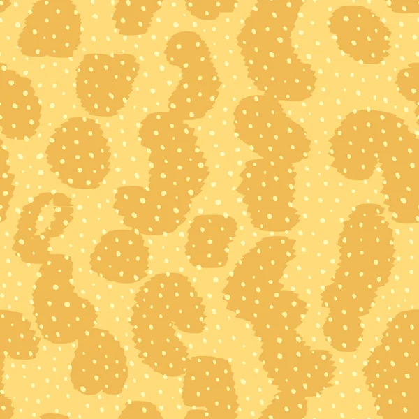抽象的な現代のヒョウシームレスパターン。動物の流行の背景。印刷、カード、はがき、生地、織物のための黄色と茶色の装飾ベクトルストックイラスト。様式化された皮膚の近代的な装飾 — ストックベクタ