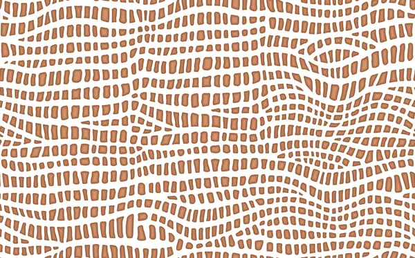 Αφηρημένη σύγχρονη δέρμα κροκόδειλου αδιάλειπτη μοτίβο. Ζώα μοντέρνο υπόβαθρο. Καφέ και άσπρη διακοσμητική διανυσματική απεικόνιση για εκτύπωση, ύφασμα, ύφασμα. Σύγχρονο στολίδι του στυλ δέρμα αλιγάτορα — Διανυσματικό Αρχείο