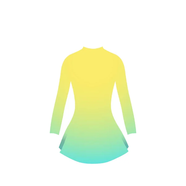 Bañador deportivo para gimnasia de color amarillo. Vestidos para patinar sobre hielo. Ilustración vectorial aislada. Uniforme de chica de una pieza. Traje femenino para entrenamiento — Archivo Imágenes Vectoriales