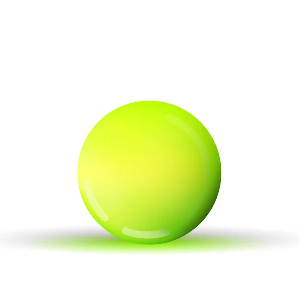 Glass yellow and green ball or precious pearl. Glossy realistic ball, 3D abstract vector illustration highlighted on a white background. Big metal bubble with shadow — Stock Vector