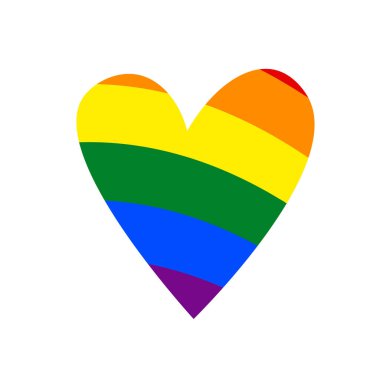 LGBT renginde kalp şekli, karalama tarzı. LGBT simgesi. Şablon tasarımı, vektör çizimi. Aşk kazanır. Gökkuşağındaki renklerde geometrik şekiller. Renkli semboller. Eşcinsel gurur koleksiyonu. Pankart