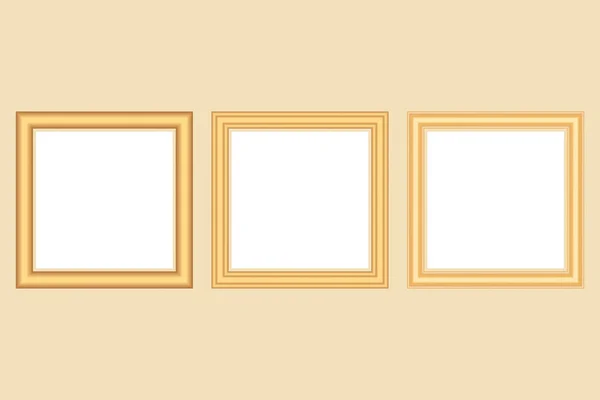 Set van vierkante gouden vintage houten frame voor uw ontwerp. Vintage dekmantel. Plaats voor tekst. Vintage antiek goud moderne rechthoekige frames. Template vector illustratie — Stockvector