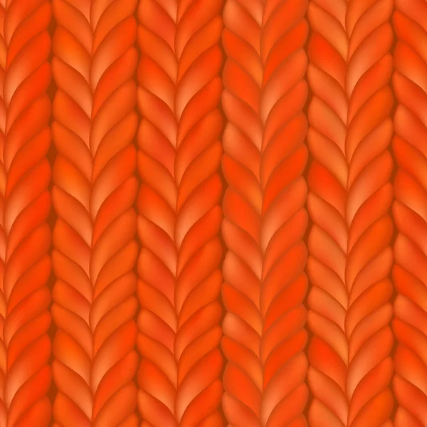 Abstracte naadloze gebreide patroon. Oranje realistische gebreide textuur, merino wollen stof. Monochroom herhalend winterontwerp. Modern minimalistisch stijlvol ornament. Vector achtergrond voor textiel, kaart — Stockvector