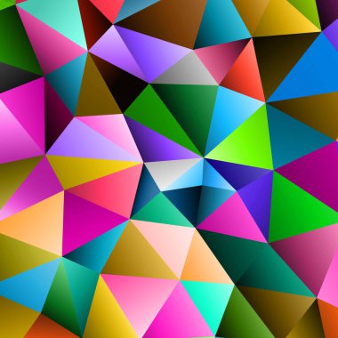 Çokgen gökkuşağı mozaik arka plan. Soyut düşük poli vektör çizimi. Yarım ton şeklinde üçgen desen. Poster, pankart, el ilanı üçgenli geometrik iş tasarımı