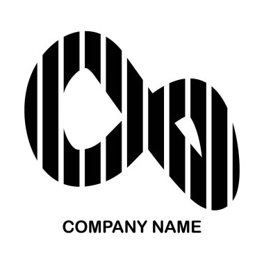 Soyut logo tasarımı. Geometrik monokrom sembolü. İş alfabesi logosu. Siyah ve beyaz renkli monogram vektör çizimi. Şirket markalaşması için yaratıcı bir çizgi