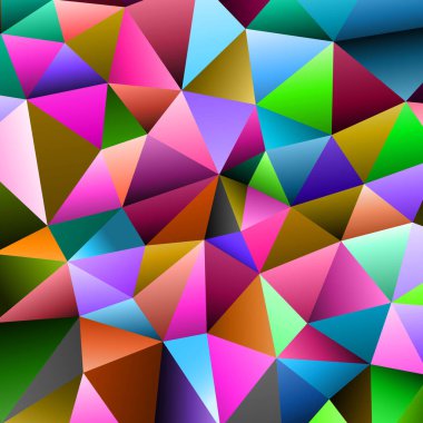 Çokgen gökkuşağı mozaik arka plan. Soyut düşük poli vektör çizimi. Yarım ton şeklinde üçgen desen. Poster, pankart, el ilanı üçgenli geometrik iş tasarımı