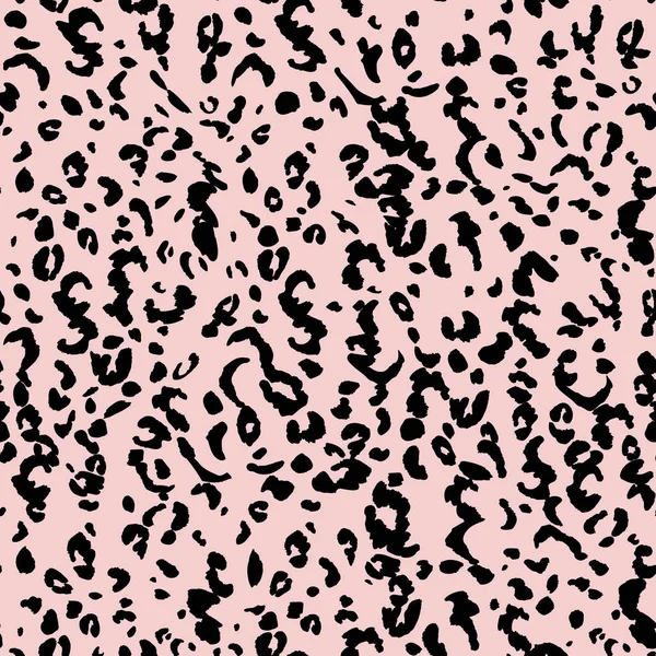 Абстрактний сучасний безшовний візерунок леопарда. Тварини модний фон. Рожево-чорна декоративна векторна стокова ілюстрація для друку, листівки, тканини, текстилю. Сучасний орнамент стилізованої шкіри — стоковий вектор