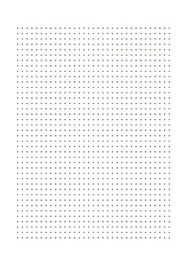 Grafik kağıdı. Yazdırılabilir noktalı şebeke kağıdı beyaz arkaplanda. Okul, defter, günlük, notlar, baskılar için noktalı geometrik soyut, şeffaf çizimler. Gerçekçi kağıt boş boyutu A4
