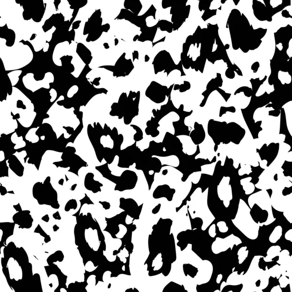 Patrón moderno sin costuras de leopardo abstracto. Animales de fondo de moda. Ilustración de stock decorativo en blanco y negro para impresión, tarjeta, tela, textil. Adorno moderno de piel estilizada — Vector de stock