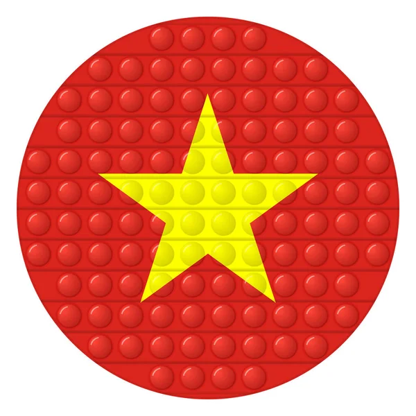 Glass light ball with flag of Vietnam. Round sphere, template icon. Vietnamese national symbol. 3D vector illustration. Trendy antistress game pop it, simple dimple. Big bubble — Stockvector