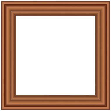 Tasarımınız için kare şeklinde altın renkli ahşap çerçeve. Klasik kılıf. Mesaj için yer. Tablolar ya da fotoğraflar için antika altın, güzel dikdörtgen çerçeveler. Şablon vektör illüstrasyonu