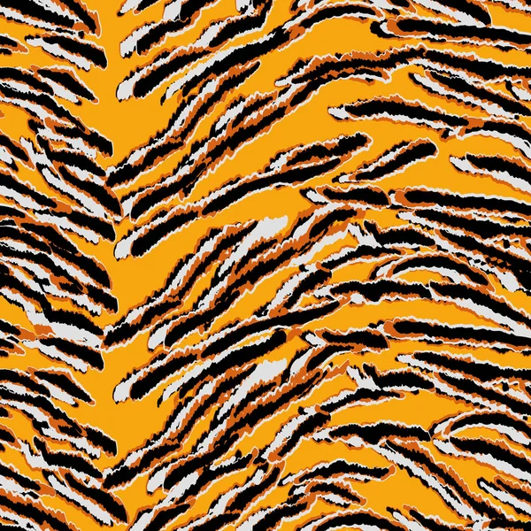 Patrón sin costura tigre moderno abstracto. Animales de fondo de moda. Naranja y negro vector decorativo stock ilustración para imprimir, tarjeta, postal, tela, textil. Adorno moderno de piel estilizada — Archivo Imágenes Vectoriales