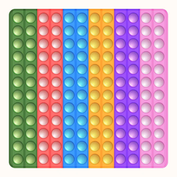 Trendy game pop it, simple dimple. Rainbow fidget toy. Colorful antistress background. Doodle style. Bubbles popping square shape 免版税图库插图