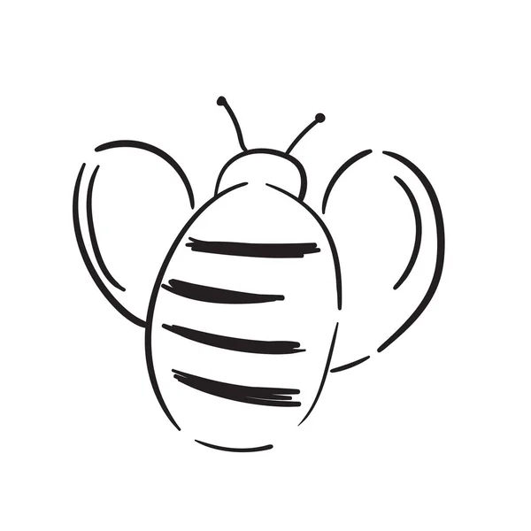 Çizgi film arısı maskotu. Küçük bir arı uçar. Eşek arısı koleksiyonu. Vektör karakterler. Ensest ikonu. Davetiye için şablon tasarımı, kartlar. Doodle tarzı — Stok Vektör