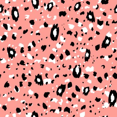 Soyut modern leopar pürüzsüz desen. Hayvanlar modaya uygun arka plan. Baskı, kart, kartpostal, kumaş ve tekstil için renk dekoratif vektör çizimi. Modern stilize cilt süsü