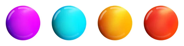 Set avec des boules colorées en verre. Boule réaliste brillante, illustration vectorielle abstraite 3D surlignée sur fond blanc. Grande bulle métallique avec ombre — Image vectorielle