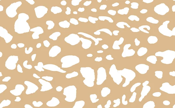 Абстрактный современный леопардовый бесшовный рисунок. Животные модного происхождения. Белые и бежевые декоративные векторные инсталляции для печати, открытки, открытки, ткани, текстиля. Современный орнамент стилизованной кожи — стоковый вектор