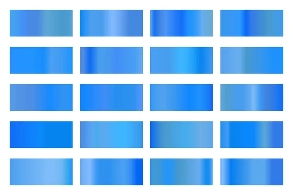 Colección de gradientes metálicos con holograma de colores brillantes. Textura de lámina olográfica, rosa dorada, gradación azul y dorada. Conjunto de vectores para marco, cinta, borde, otro diseño — Vector de stock