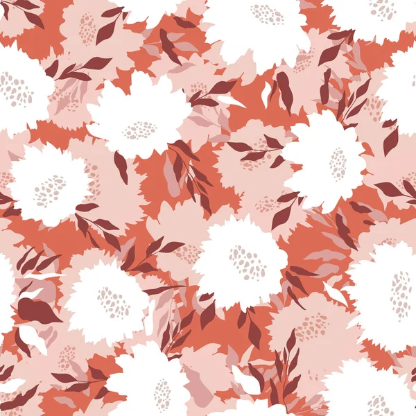 Bloemen naadloos met de hand getekend kleur rozen. Leuke zomerse achtergrond met bloemen en bladeren. Moderne bloemstukken. Fashion vector stock illustratie voor behang, poster, kaart, stof, textiel — Stockvector