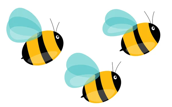 Conjunto de mascota de la abeja de dibujos animados. Unas abejas volando. Colección de avispas. Personajes vectoriales. Icono del incesto. Plantilla de diseño para invitación, tarjetas. Estilo Doodle — Archivo Imágenes Vectoriales