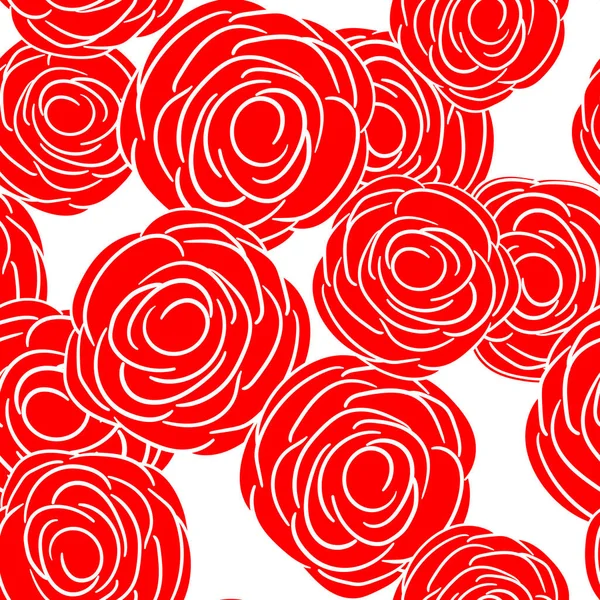 Ilustración vectorial de primavera con rosas rojas. Estilo de dibujos animados. Diseño para tela, textil, papel. Impresión de vacaciones para Semana Santa, Cumpleaños, 8 de marzo. Flores con hojas — Archivo Imágenes Vectoriales