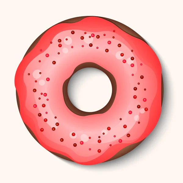 Donut com cobertura de cor e pó multicolorido isolado em um fundo branco. ícone de comida realista 3d. Modelo design moderno para convite, cartaz, cartão, tecido. Ilustração vetorial realista — Vetor de Stock