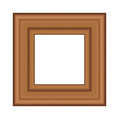 Tasarımınız için kare şeklinde altın renkli ahşap çerçeve. Klasik kılıf. Mesaj için yer. Tablolar ya da fotoğraflar için antika altın, güzel dikdörtgen çerçeveler. Şablon vektör illüstrasyonu