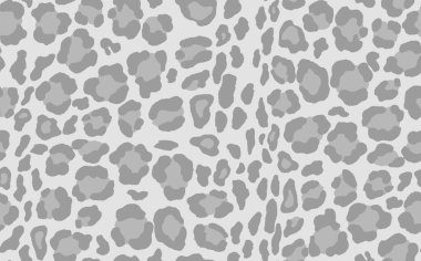 Soyut modern leopar pürüzsüz desen. Hayvanlar modaya uygun arka plan. Parmak izi, kart, kartpostal, kumaş ve tekstil için gri dekoratif vektör stok çizimi. Modern stilize cilt süsü